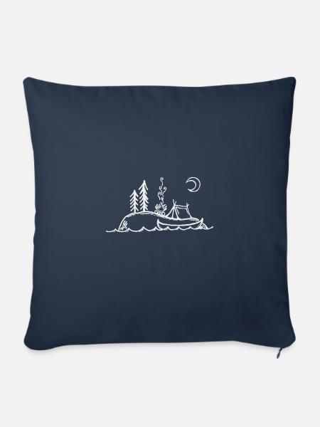Insel, Lagerfeuer, Camping & Kanu - Sofakissenbezug 45 x 45 cm - Navy
