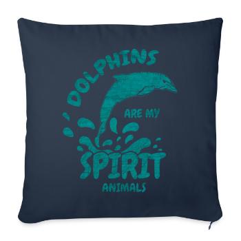 Dauphin dauphin marin animaux mer cadeau - Housse de coussin décorative 45 x 45 cm - bleu marine - Devant