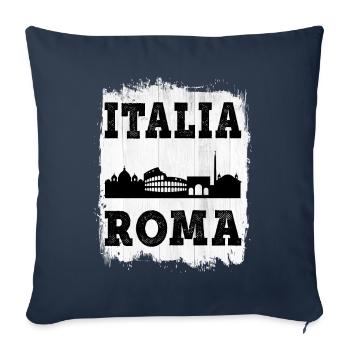 Rome Roma Italie City Skyline Maison d’été Amour - Housse de coussin décorative 45 x 45 cm - bleu marine - Devant