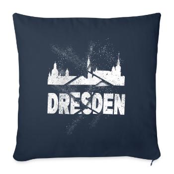 Dresden Germany City Skyline Font Grunge - Sofa pillowcase 17,3'' x 17,3'' (45 x 45 cm) - navy - Front