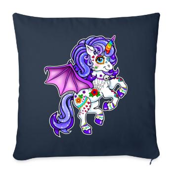 Licorne Halloween 2022 - Housse de coussin décorative 45 x 45 cm - bleu marine - Devant