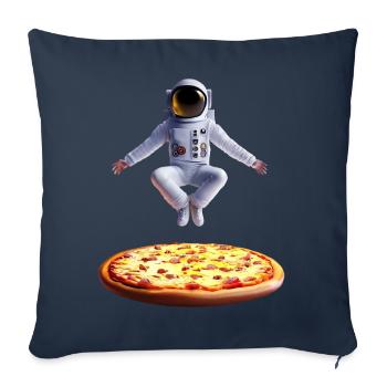 Hovering astronaut over pizza - Sofa pillowcase 17,3'' x 17,3'' (45 x 45 cm) - navy - Front