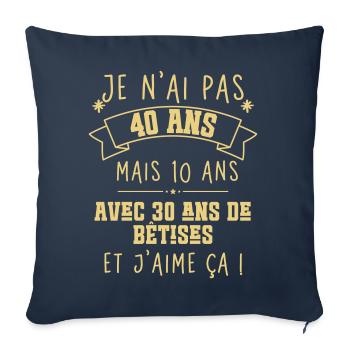 40 ans anniversaire - Housse de coussin décorative 45 x 45 cm - bleu marine - Devant