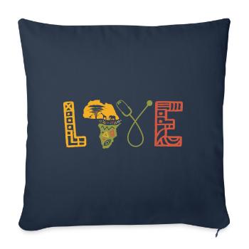 Love Africa Carte Art Noir Africain - Housse de coussin décorative 45 x 45 cm - bleu marine - Devant