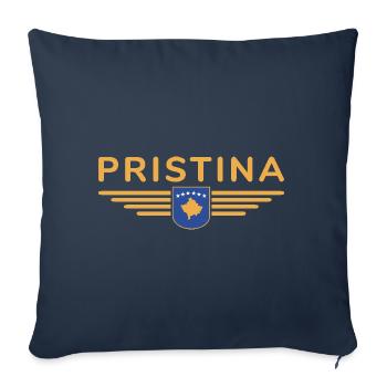Pristina Kosovo Fan T-Shirt Design - Housse de coussin décorative 45 x 45 cm - bleu marine - Devant