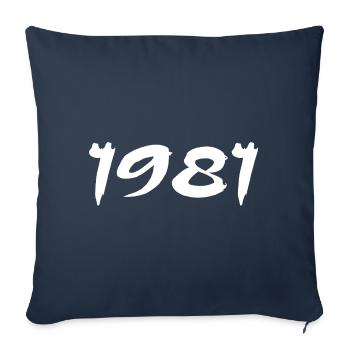 1981 Cadeau 44e Anniversaire 1981 Retro 1981 - Housse de coussin décorative 45 x 45 cm - bleu marine - Devant