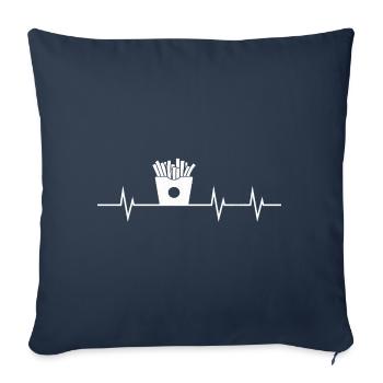 Mon cœur bat pour les frites - Housse de coussin décorative 45 x 45 cm - bleu marine - Devant
