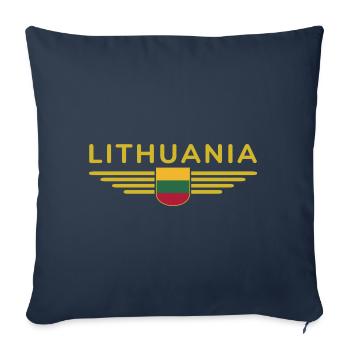 T-shirt Lituanie – Fierté et style - Housse de coussin décorative 45 x 45 cm - bleu marine - Devant