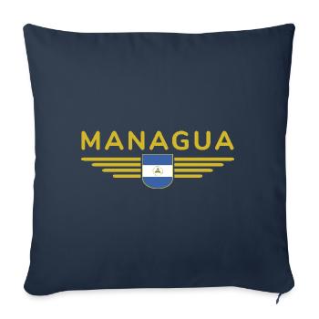 Nicaragua Managua T-Shirt Design - Housse de coussin décorative 45 x 45 cm - bleu marine - Devant