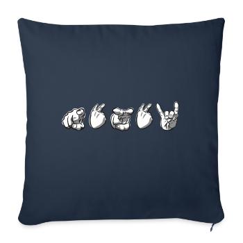 Hand-Talk-Schweigefuchs - Sofakissenbezug 45 x 45 cm - Navy - Vorne