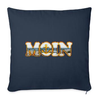 Moin est ce qu’on dit dans le nord de l’Allemagne | Lune en feu - Housse de coussin décorative 45 x 45 cm - bleu marine - Devant