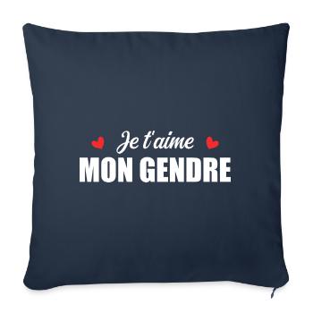 Je t'aime mon gendre - Housse de coussin décorative 45 x 45 cm - bleu marine - Devant
