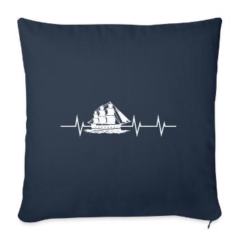 Heartbeat of the Sea – Édition grand voilier - Housse de coussin décorative 45 x 45 cm - bleu marine - Devant