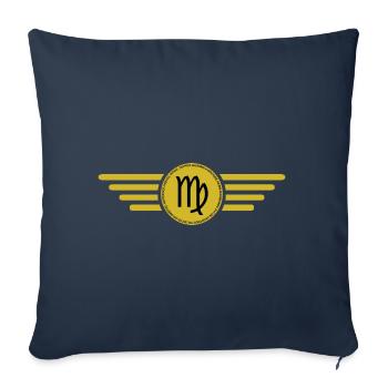 Zodiac sign Virgo, exclusive t-shirt design - Sofa pillowcase 17,3'' x 17,3'' (45 x 45 cm) - navy - Front