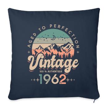 1962 Vintage anniversary 60 years - Sofa pillowcase 17,3'' x 17,3'' (45 x 45 cm) - navy - Front
