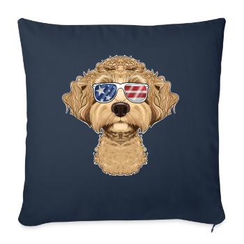 Labaradoodle USA Lunettes de soleil I Drapeau américain - Housse de coussin décorative 45 x 45 cm - bleu marine - Devant