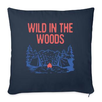 Wild in the Woods Camping Forest Camper Woodland - Housse de coussin décorative 45 x 45 cm - bleu marine - Devant