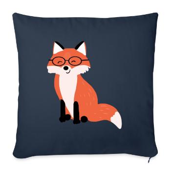 Lunettes Fox Cartoon Motif - Housse de coussin décorative 45 x 45 cm - bleu marine - Devant