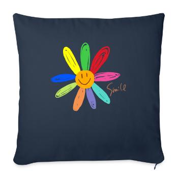 Fleur de sourire - Housse de coussin décorative 45 x 45 cm - bleu marine - Devant