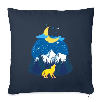 Winter dreams! The Wolf and the Moon - Sofa pillowcase 17,3'' x 17,3'' (45 x 45 cm) - navy - Front