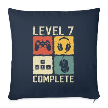 7e anniversaire Niveau 7 Joueur complet 7 ans - Housse de coussin décorative 45 x 45 cm - bleu marine - Devant