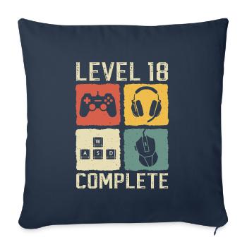18e anniversaire Niveau 18 Joueur complet 18 ans - Housse de coussin décorative 45 x 45 cm - bleu marine - Devant