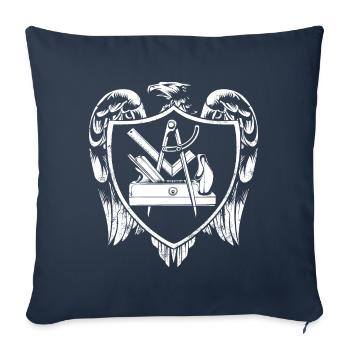 Armoiries du charpentier - Housse de coussin décorative 45 x 45 cm - bleu marine - Devant