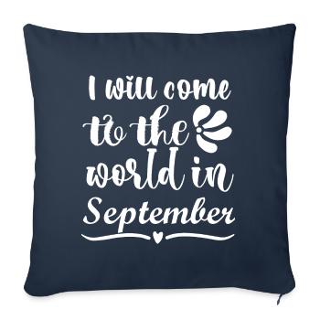 Je suis née en septembre, enceinte - Housse de coussin décorative 45 x 45 cm - bleu marine - Devant