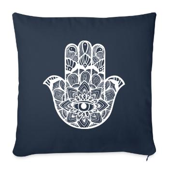 La main avec l'oeil de dieu - Housse de coussin décorative 45 x 45 cm - bleu marine - Devant