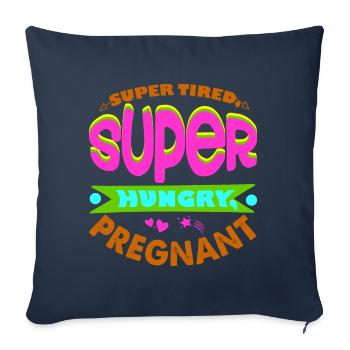 Mère Enceinte Bébé Nourrisson T-shirt Maman - Housse de coussin décorative 45 x 45 cm - bleu marine - Devant