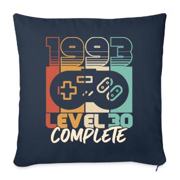 30e anniversaire né en 1993 Niveau 30 Complet - Housse de coussin décorative 45 x 45 cm - bleu marine - Devant