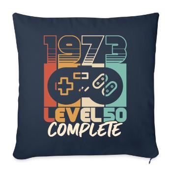 50e anniversaire né en 1973 Niveau 50 Complet - Housse de coussin décorative 45 x 45 cm - bleu marine - Devant