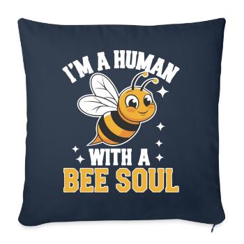 abeille abeille apicultrice abeille abeille - Housse de coussin décorative 45 x 45 cm - bleu marine - Devant