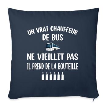 Un vrai chauffeur de bus ne vieillit pas t-shirt - Housse de coussin décorative 45 x 45 cm - bleu marine - Devant