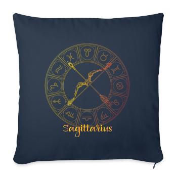 Signe du zodiaque du Sagittaire - Housse de coussin décorative 45 x 45 cm - bleu marine - Devant