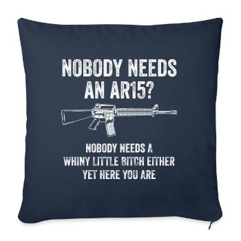 Personne n’a besoin d’un cadeau de sensibilisation au fusil d’assaut AR15 - Housse de coussin décorative 45 x 45 cm - bleu marine - Devant