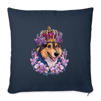 Norwegian Elkhound with Roses, Butterflies - Sofa pillowcase 17,3'' x 17,3'' (45 x 45 cm) - navy - Front