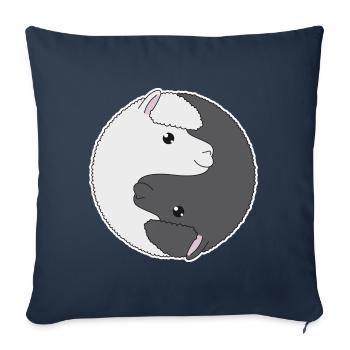 Sweet Lama Yin Yang Yoga Alpaca Gift - Sofa pillowcase 17,3'' x 17,3'' (45 x 45 cm) - navy - Front
