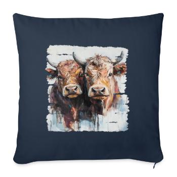 Two young bulls or two cows? - Sofa pillowcase 17,3'' x 17,3'' (45 x 45 cm) - navy - Front
