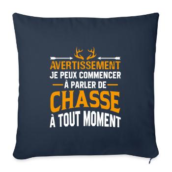 Parler de chasse à tout moment cadeau chasseur - Housse de coussin décorative 45 x 45 cm - bleu marine - Devant