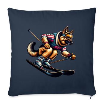 German Shepherd Ski Winter Adventure - Sofa pillowcase 17,3'' x 17,3'' (45 x 45 cm) - navy - Front