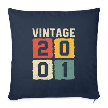 Millésime 2001 Né en 2001 - Housse de coussin décorative 45 x 45 cm - bleu marine - Devant