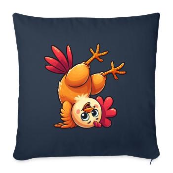 Poule Poule Coq Équilibre Acrobaties Athlète Fun - Housse de coussin décorative 45 x 45 cm - bleu marine - Devant