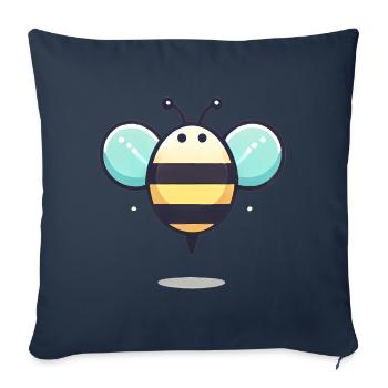 Illustration d’abeille mignonne minimaliste - Housse de coussin décorative 45 x 45 cm - bleu marine - Devant
