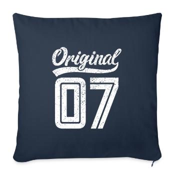 2007 Original 07 né en 2007 - Housse de coussin décorative 45 x 45 cm - bleu marine - Devant