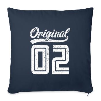 2002 Original 02 Né en 2002 - Housse de coussin décorative 45 x 45 cm - bleu marine - Devant