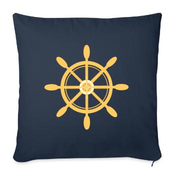 Roue de navire Volant de navire avec directions cardinales - Housse de coussin décorative 45 x 45 cm - bleu marine - Devant