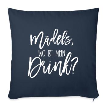 Maedels où est mon cadeau drink JGA - Housse de coussin décorative 45 x 45 cm - bleu marine - Devant