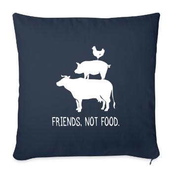 Friends not food Vegan animal welfare gift - Sofa pillowcase 17,3'' x 17,3'' (45 x 45 cm) - navy - Front