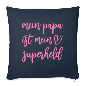 Mon père est mon cadeau de fille super-héros - Housse de coussin décorative 45 x 45 cm - bleu marine - Devant
